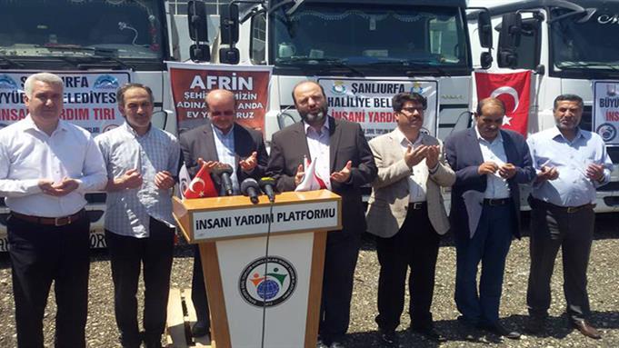 Sanliurfada insani yardım tırlarının suriye gönderilmesi töreni