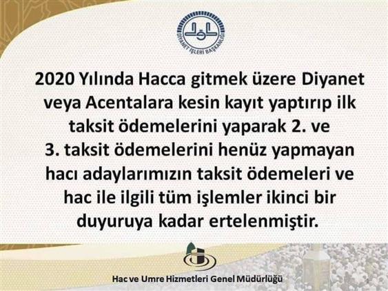 Bursa'da 2020 Hac Kayıtları 3. Taksit ödemeleri Ertelendi