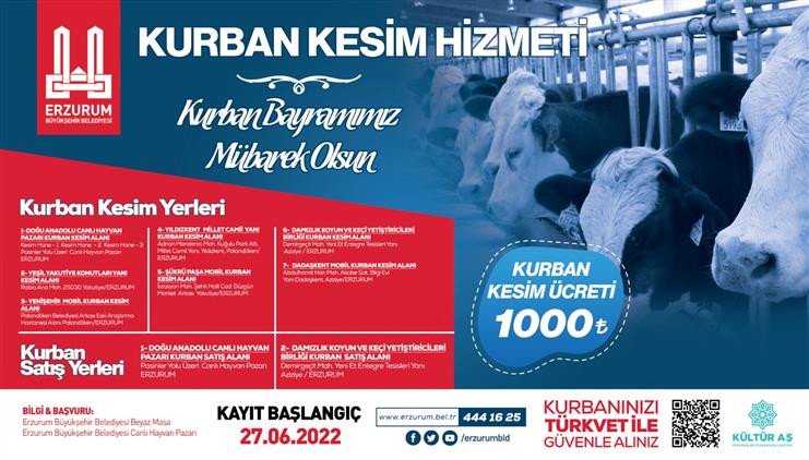 2022 Yılı Erzurum Kurban Satış Ve Kesim Yerleri
