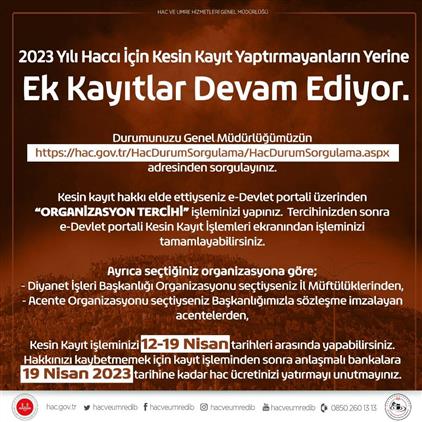 Yozgat'de 2023 Yılı Hac Ek Kayıtları Devam Ediyor