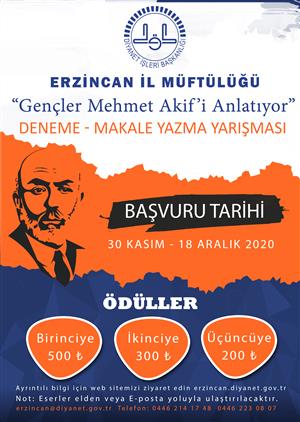Erzincan'da “gençler Mehmet Akif’i Anlatıyor” Deneme - Makale Yazma Yarışması