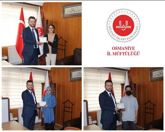 Osmaniye'de Gençlik Bilgi Yarışmasında Dereceye Giren öğrenciler ödüllendirildi