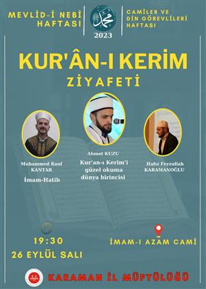 Karaman'da Kur'ânı Kerim Ziyafeti