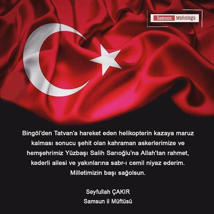 Samsun'da Müftümüz Sayın Seyfullah çakır 'in şehitlerimiz Için Taziye Mesaji