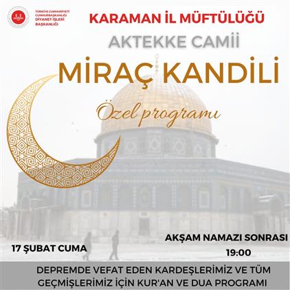 Karaman'da Mirac Gecesi özel Program