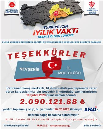 Teşekkürler Nevşehir! Yaraları Hep Birlikte Saracağız...