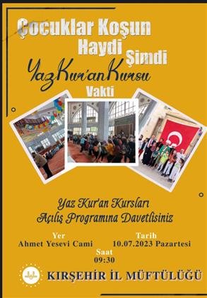 Kırsehir'de Yaz Kur’an Kurslarının Açılış Programı Düzenlenecek.